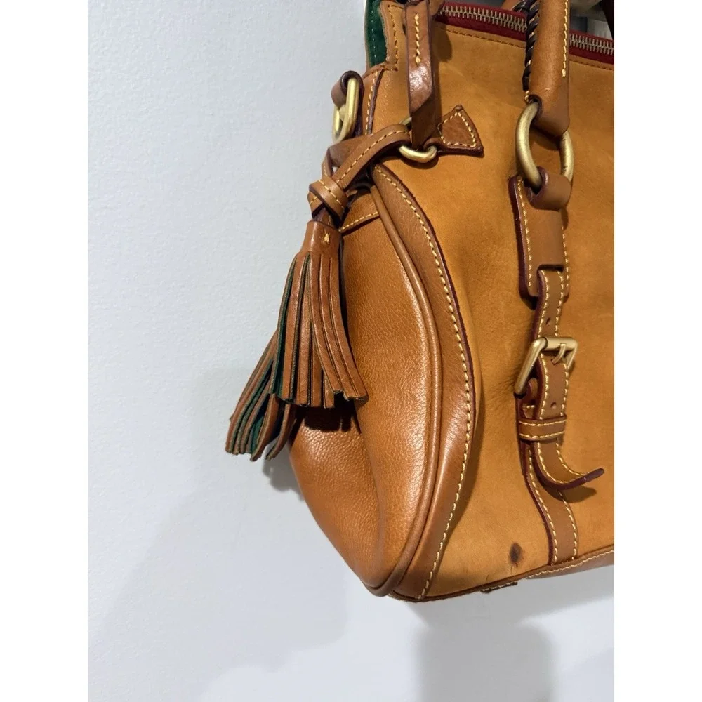 Dooney and Bourke Leather Florentine Satchel  Handbag‎ Crossbody Two Tone Tan N